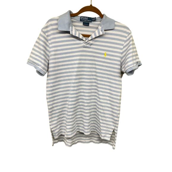 VINTAGE x 90s Y2k Men's Preppy Polo Ralph Lauren Blue White Stripe Shirt Medium - Picture 1 of 6